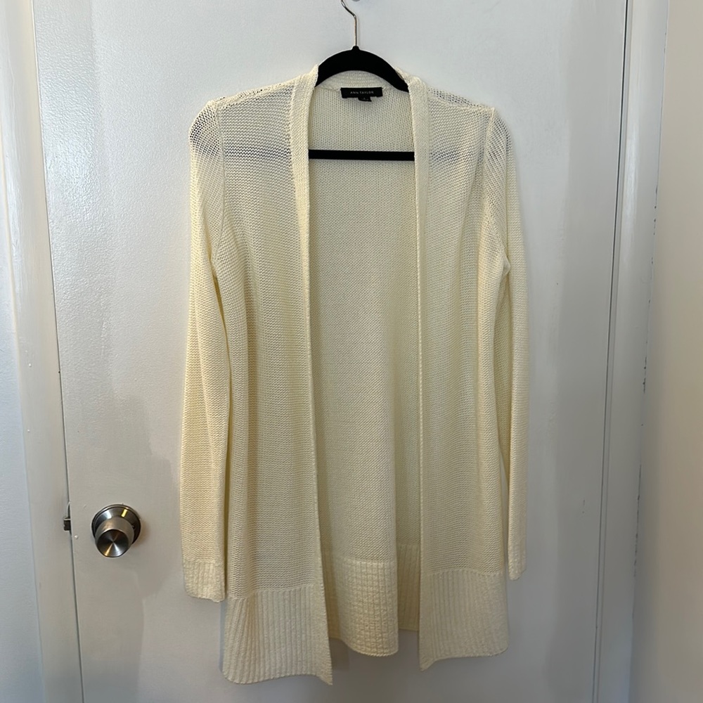 Cream Ann Taylor long cardigan
